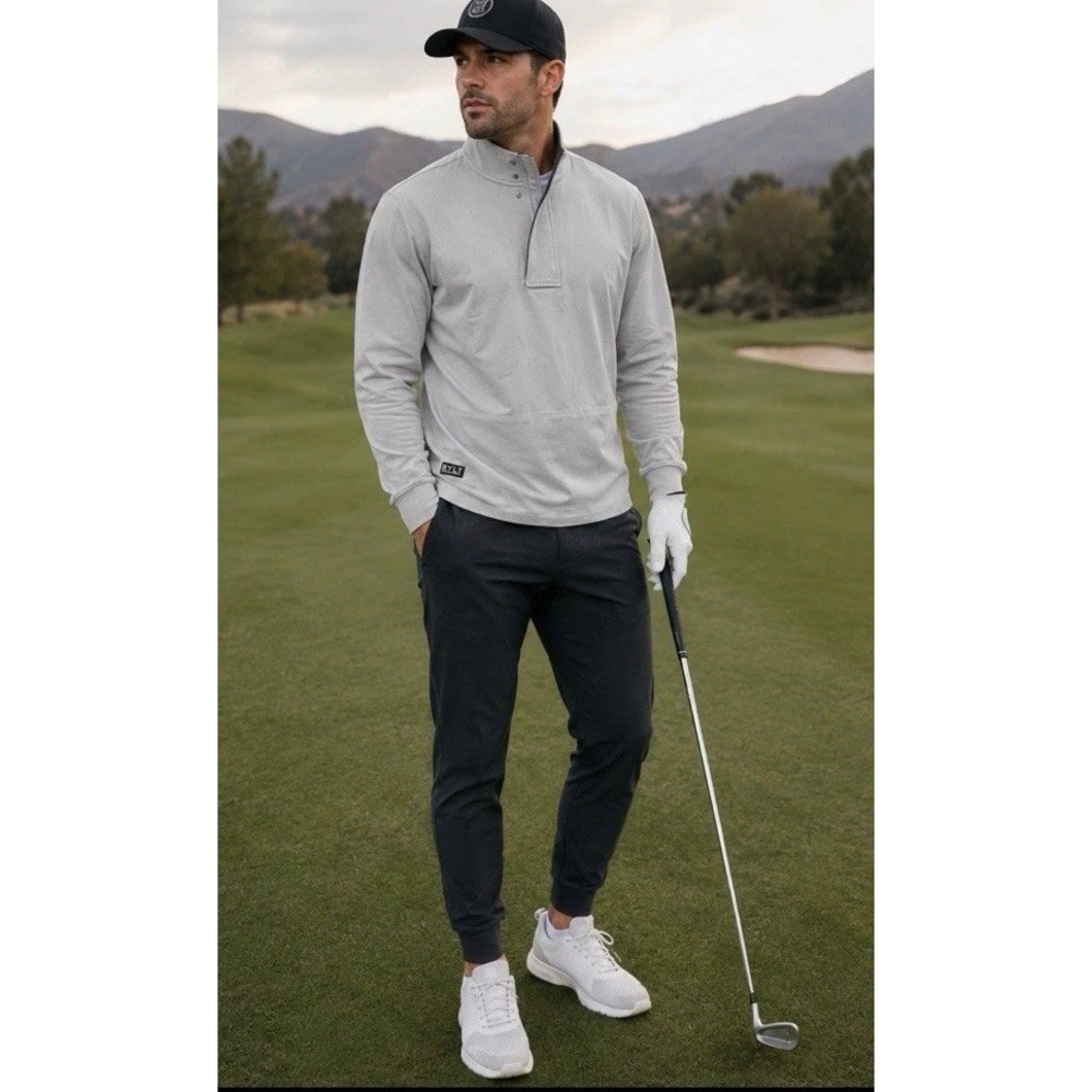 BYLT Elite Fairway Pullover Mens Sz Med Gray Performance Golf  1/4 Zip Snap